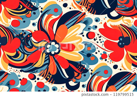 Seamless African pattern featuring intricate ethnic and tribal motifs. 119799515