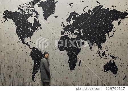 an isometric world map showcases the tally of Covid-19 cases 119799517