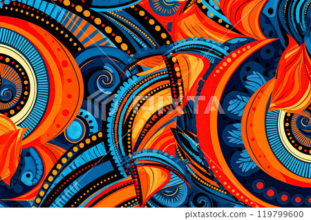 African geometric print, abstract art style seamless pattern. 119799600