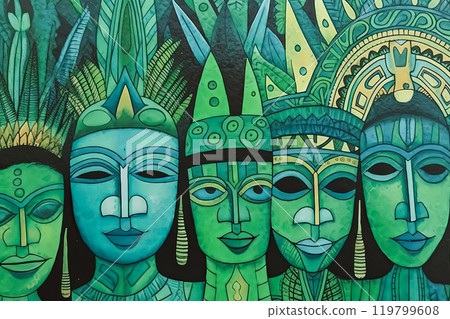 Hand drawn abstract seamless pattern inspired by African style Hand drawn abstract seamless pattern inspired by African style 119799608