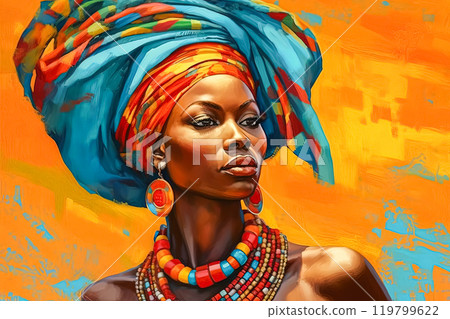 woman wearing tribal paint on her face 119799622