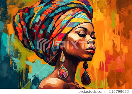 woman wearing tribal paint on her face 119799623