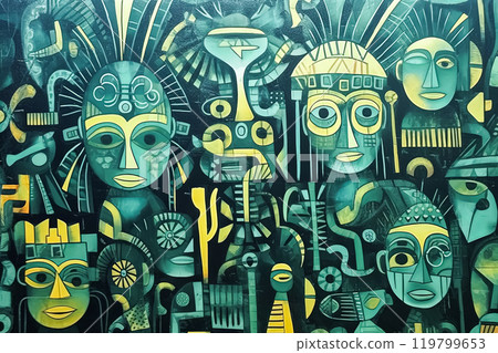 Hand drawn abstract seamless pattern inspired by African style 119799653