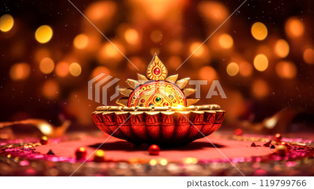 Celebrate the vibrant spirit of Diwali with traditional symbols 119799766