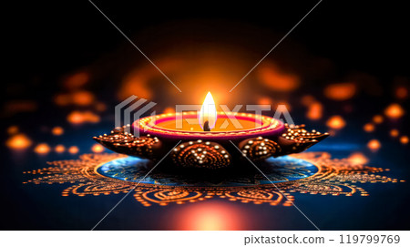 Illuminate your Diwali celebration with the warm glow of traditional diya lamps Illuminate your Diwali celebration with the warm glow of traditional diya lamps 119799769