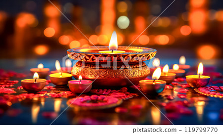 Celebrate the vibrant spirit of Diwali with traditional symbols Celebrate the vibrant spirit of Diwali with traditional symbols 119799770