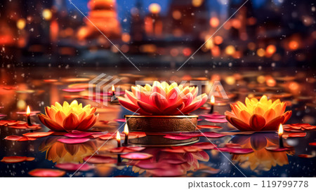 In the midst of colorful festivities, people joyfully celebrate Diwali 119799778