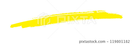 粗糙的手繪黃色線條稍微向右上升 — 用畫筆繪製線條的簡單設計材料 粗糙的手繪黃色線條稍微向右上升 — 用畫筆繪製線條的簡單設計材料 119801182
