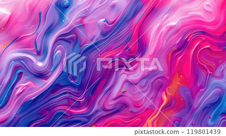 Multicolored wavy abstract liquid paint texture. 119801439