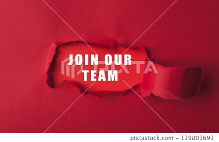 A red background with a white text that says Join our team A red background with a white text that says Join our team 119801691