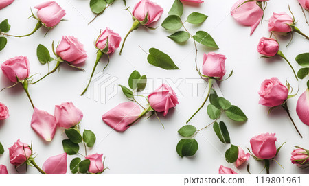 a delicate framework made of roses on a clean white background. 119801961