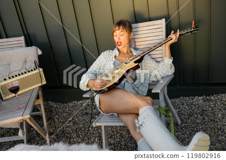Golden Hour Guitar 119802916