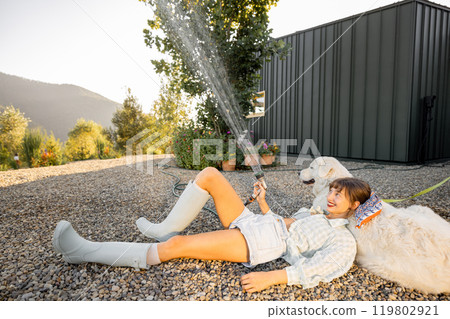 Sunlit Relaxation with a Loyal Companion Sunlit Relaxation with a Loyal Companion 119802921
