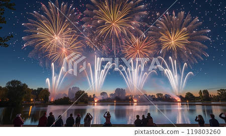 A serene twilight beach shows a sea turtles silhouette, slowly making its way to the water - peaceful beauty. A serene twilight beach shows a sea turtles silhouette, slowly making its way to the water - peaceful beauty. 119803260