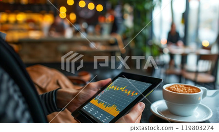 A serene twilight beach shows a sea turtles silhouette, slowly making its way to the water - peaceful beauty. 119803274