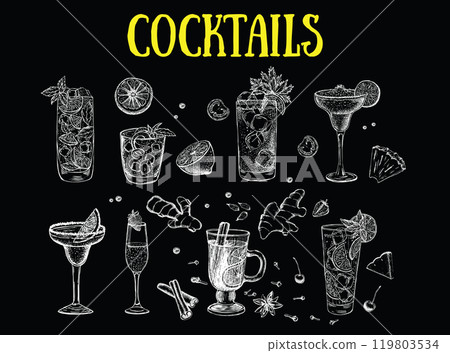 sketch, vector, Cocktail 119803534