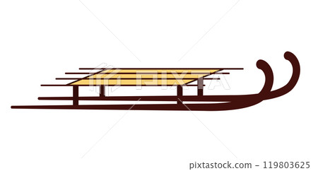 Sleigh brown. Simple sled vector illustration. Wooden sled without back. The theme of winter fun, skiing, active recreation. Sleigh brown. Simple sled vector illustration. Wooden sled without back. The theme of winter fun, skiing, active recreation. 119803625