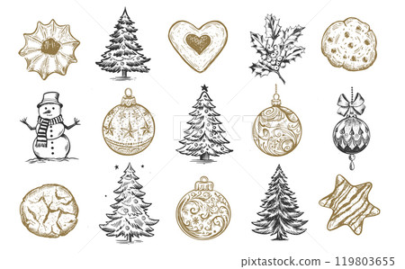 christmas, sketch, vector 119803655