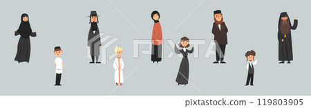 People of Different Religion in Traditional Clothes Vector Set 119803905