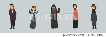 People of Different Religion in Traditional Clothes Vector Set People of Different Religion in Traditional Clothes Vector Set 119803907