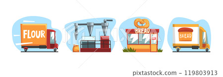 Bread Production Process and Step Scene Vector Set Bread Production Process and Step Scene Vector Set 119803913
