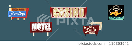 Classic American Signboards Retro Vintage Style Vector Set 119803941
