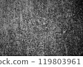 Monochrome backdrop of rusty surface dark gray hues. Black and white grunge rust metal texture. Close-up abstract background of aged old iron, scratch pattern, worn, distress area, corrosion details 119803961