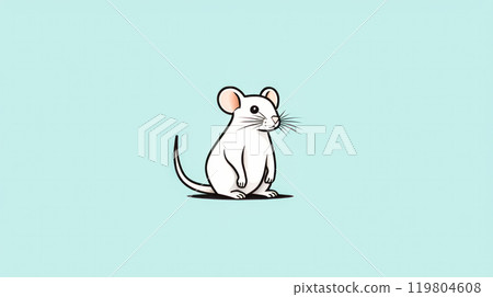 A cartoon mouse is standing on a blue background. A cartoon mouse is standing on a blue background. 119804608