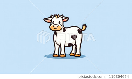 A cartoon cow with a white face 119804654