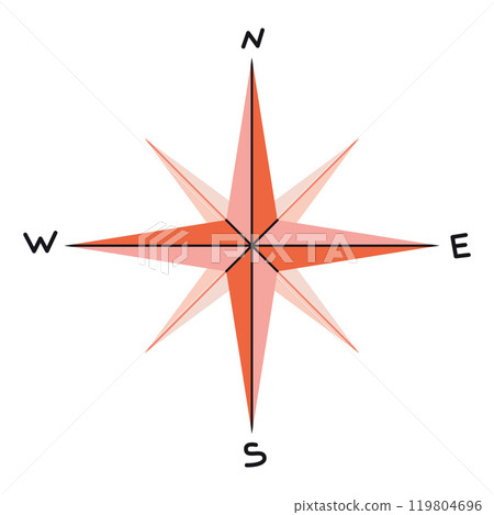 Compass rose. Navigation symbol. Vector illustration isolated on white background, hand drawn, flat design 119804696