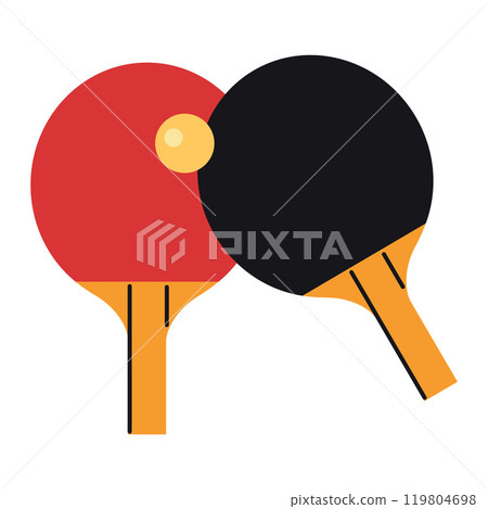 Table tennis, ping pong rackets and ball. Modern vector illustration isolated on white background, hand drawn, flat design 119804698