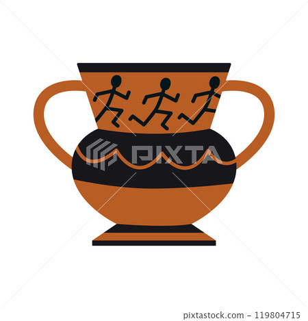 Funny Greek vase with painting. Modern vector illustration isolated on white background, hand drawn, flat design 119804715