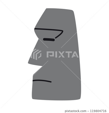 Stone Face, Easter Island Moai Statue, Emoji. Modern vector illustration isolated on white background, hand drawn, flat design Stone Face, Easter Island Moai Statue, Emoji. Modern vector illustration isolated on white background, hand drawn, flat design 119804716