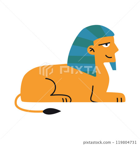 Cute funny Egyptian Sphinx. Trendy modern vector illustration isolated on white background, hand drawn, flat design 119804731