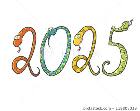 Coming New Year and Christmas 2025. Numbers 2025 from snakes in honor of the year of the snake. Symbol of the coming year for business. Coming New Year and Christmas 2025. Numbers 2025 from snakes in honor of the year of the snake. Symbol of the coming year for business. 119805039