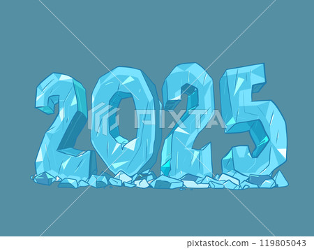 Coming New Year and Christmas 2025. Numbers 2025 from blue ice. Advertising of business for the next year and events in winter. 119805043