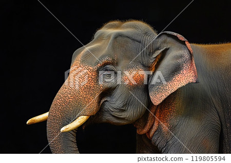 elephant portrait on black background 119805594
