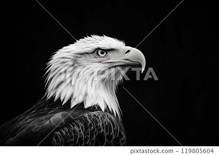 eagle profile portrait on black background eagle profile portrait on black background 119805604