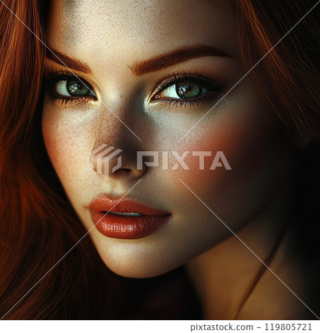 Beautiful woman face close up studio Beautiful woman face close up studio 119805721