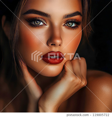 Beautiful woman face close up studio Beautiful woman face close up studio 119805722