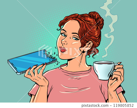 Accidentally breaking your phone. Ordering food using an online delivery app. Everyday routine with technology. Accidentally breaking your phone. Ordering food using an online delivery app. Everyday routine with technology. 119805852