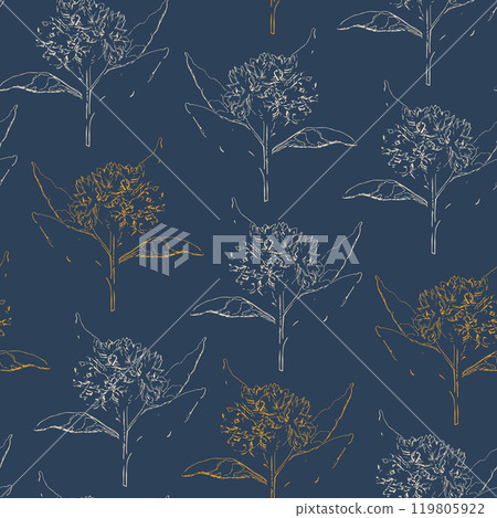Hand drawn sketch style flowers seamless pattern 119805922