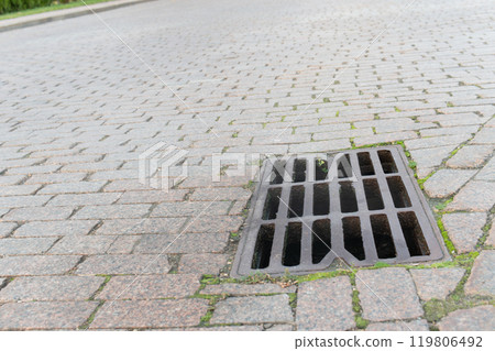 road sewerage street sewage flood sewer drainage drain water manhole storm grate rain 119806492