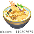 Illustration of a delicious-looking bowl of tempura 119807675