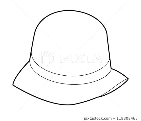 Cloche Hat with Band. Summer Head Fashion accessory cap with narrow brim clothing technical illustration. Vector Cloche Hat with Band. Summer Head Fashion accessory cap with narrow brim clothing technical illustration. Vector 119808465