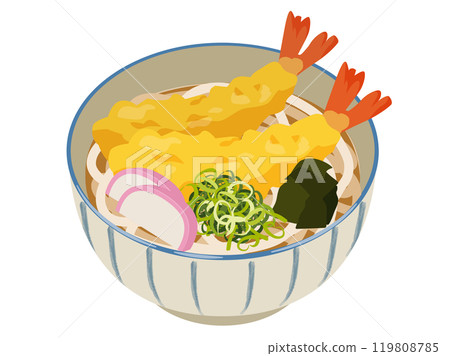 Shrimp tempura udon vector illustration Shrimp tempura udon vector illustration 119808785