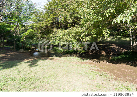 東京三鷹市大澤市野川公園旁野川公園旁的泉水廣場玩耍 119808984