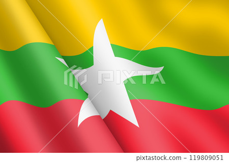 Myanmar waving flag 3d illustration wind ripple Myanmar waving flag 3d illustration wind ripple 119809051