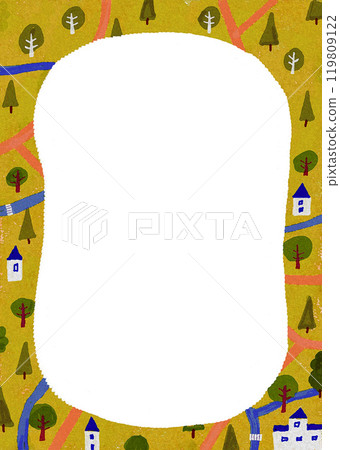 Deformed house and tree autumn background material Deformed house and tree autumn background material 119809122