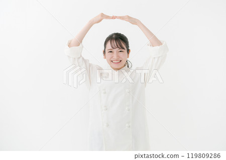 廚師做一個圓圈手勢 廚師做一個圓圈手勢 119809286